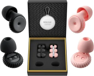 Ear Plugs Sleeping Noise Cancelling: 2 Pairs Ear Plugs for Noise Reduction, Hearing Protection Ear Plugs for Sleep, Focus Enhancement, Silent Study Halls, Air Travel, Work, Meditation (Black Pink)