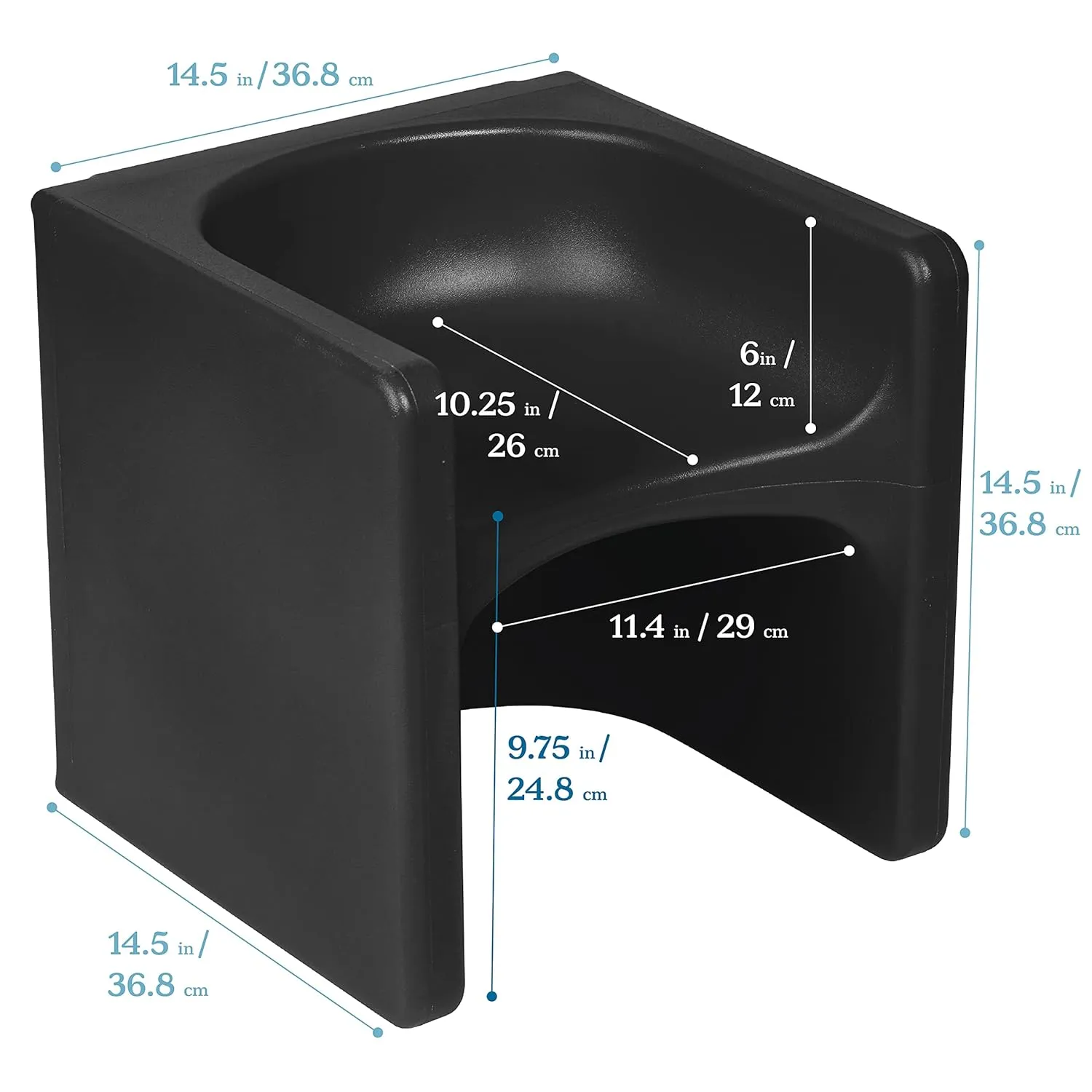 ECR4Kids Tri-Me 3-In-1 Cube Chair, Kids Furniture, Black