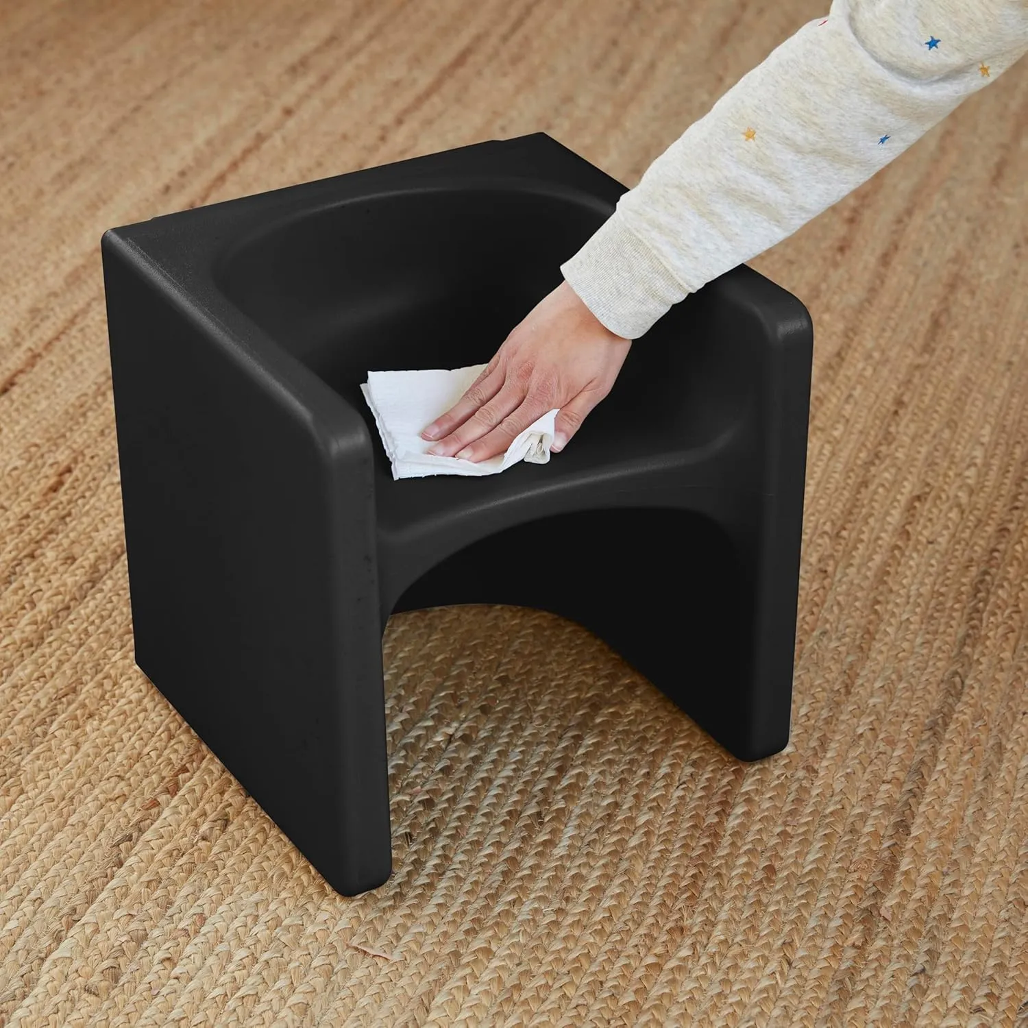 ECR4Kids Tri-Me 3-In-1 Cube Chair, Kids Furniture, Black