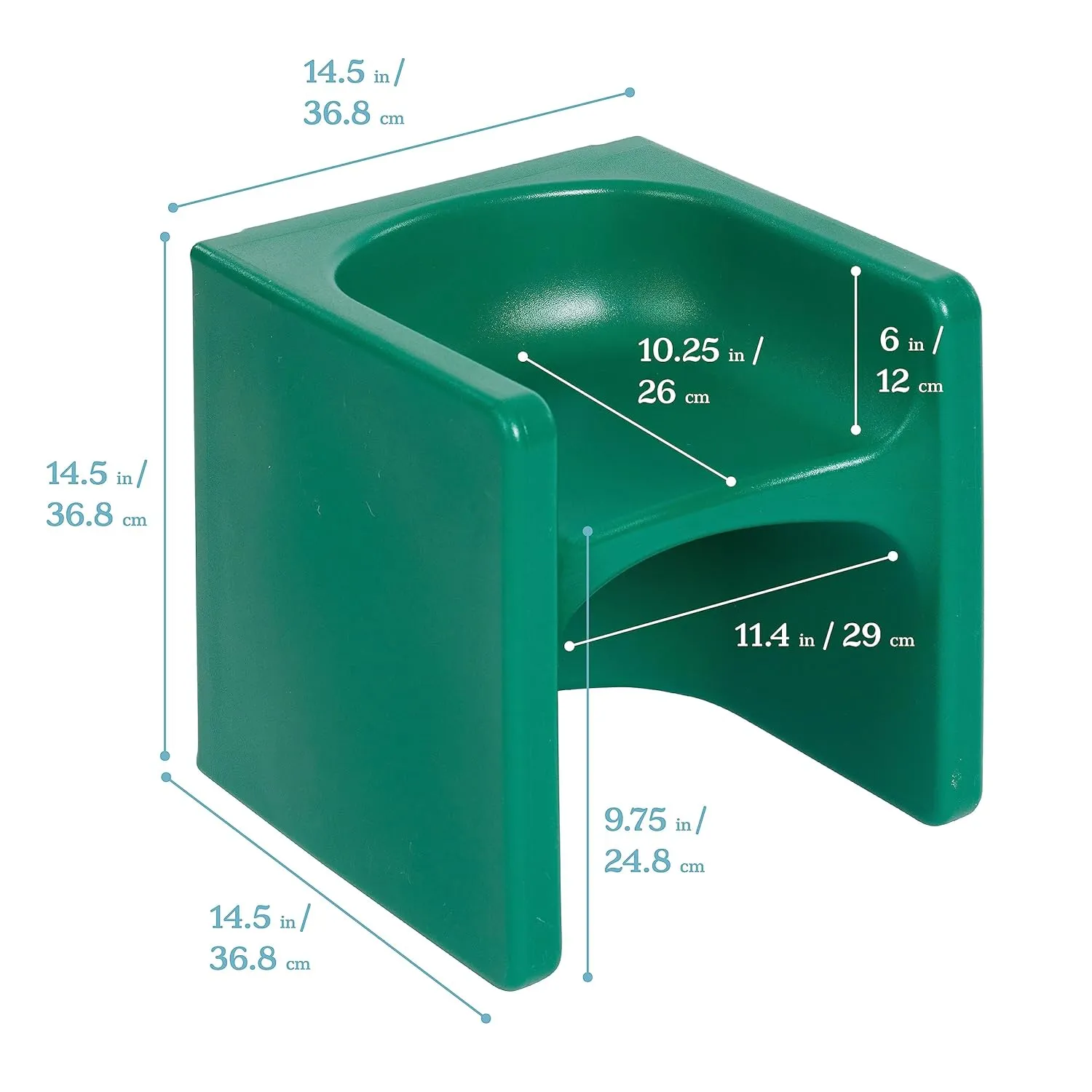 ECR4Kids Tri-Me 3-In-1 Cube Chair, Kids Furniture, Green
