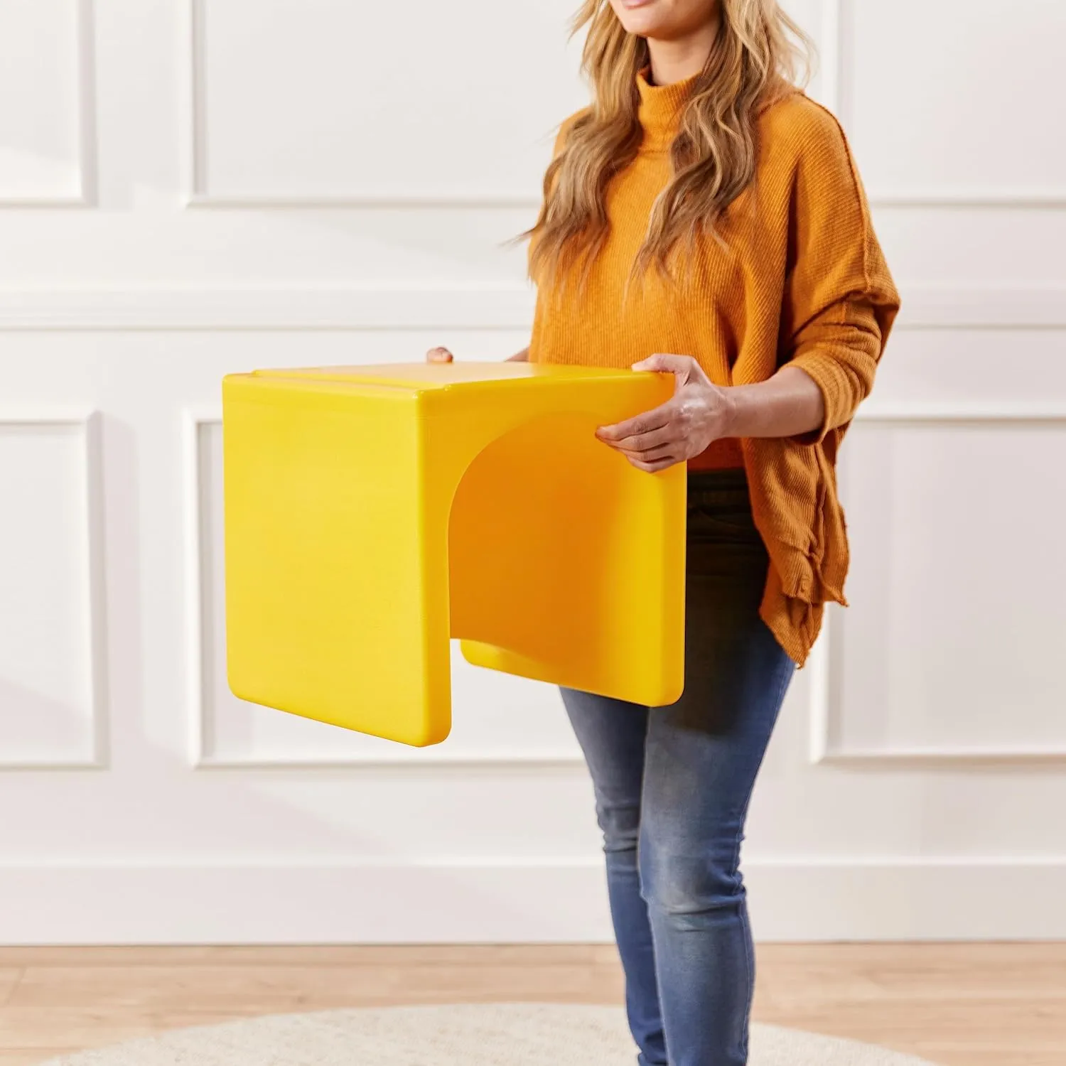 ECR4Kids Tri-Me 3-In-1 Cube Chair, Kids Furniture, Yellow