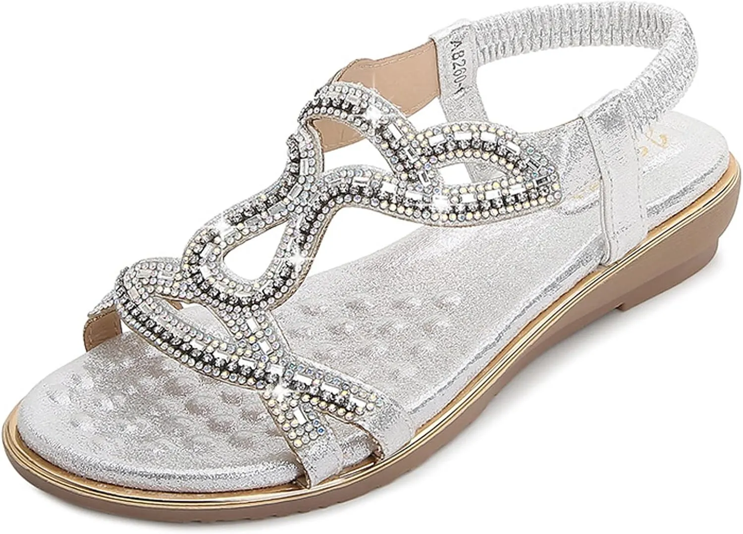 Eduavar Orthopedic Sandals for Women, Womens Sandals Dressy Bohemia Crystal Open Toe Low Wedge Sandals Breathable Sandals