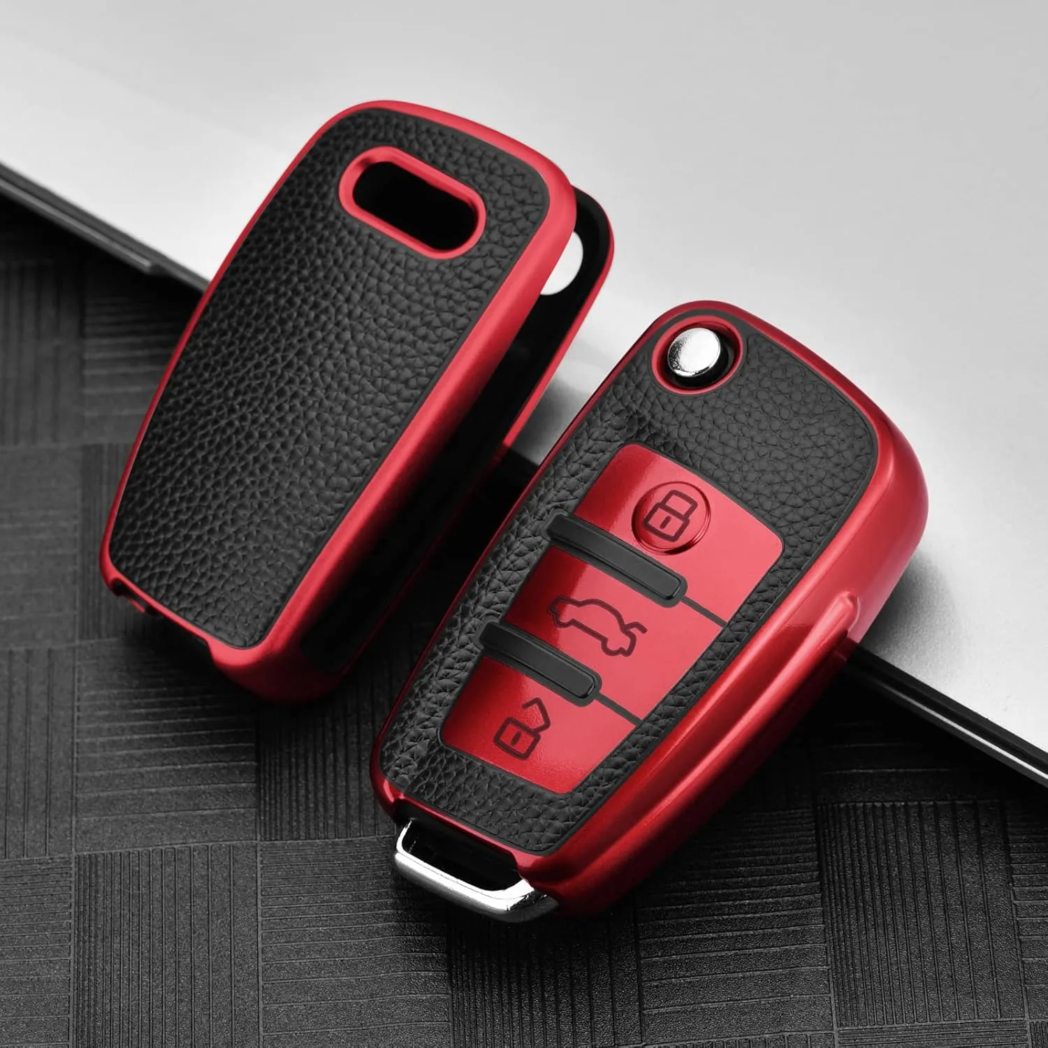 ELOHEI for Audi Key Fob Cover Case,Premium Soft TPU Stripes 360 Degree Full Protection Key Shell Key Case Cover Compatible with Audi A1 A3 Q3 Q7 R8 A6L TT