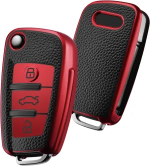 ELOHEI for Audi Key Fob Cover Case,Premium Soft TPU Stripes 360 Degree Full Protection Key Shell Key Case Cover Compatible with Audi A1 A3 Q3 Q7 R8 A6L TT