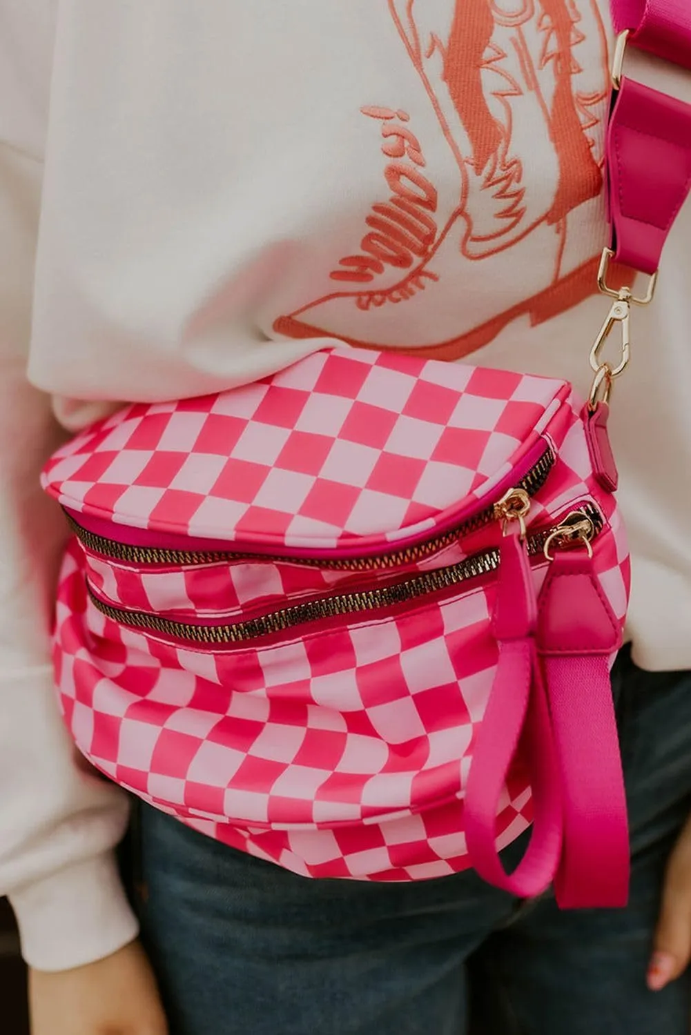 Emmafy Gofree the Roomiest Crossbody Bag, Checkered/Solid Adjust Waterproof Bum Bag for Women Travel and Everyday