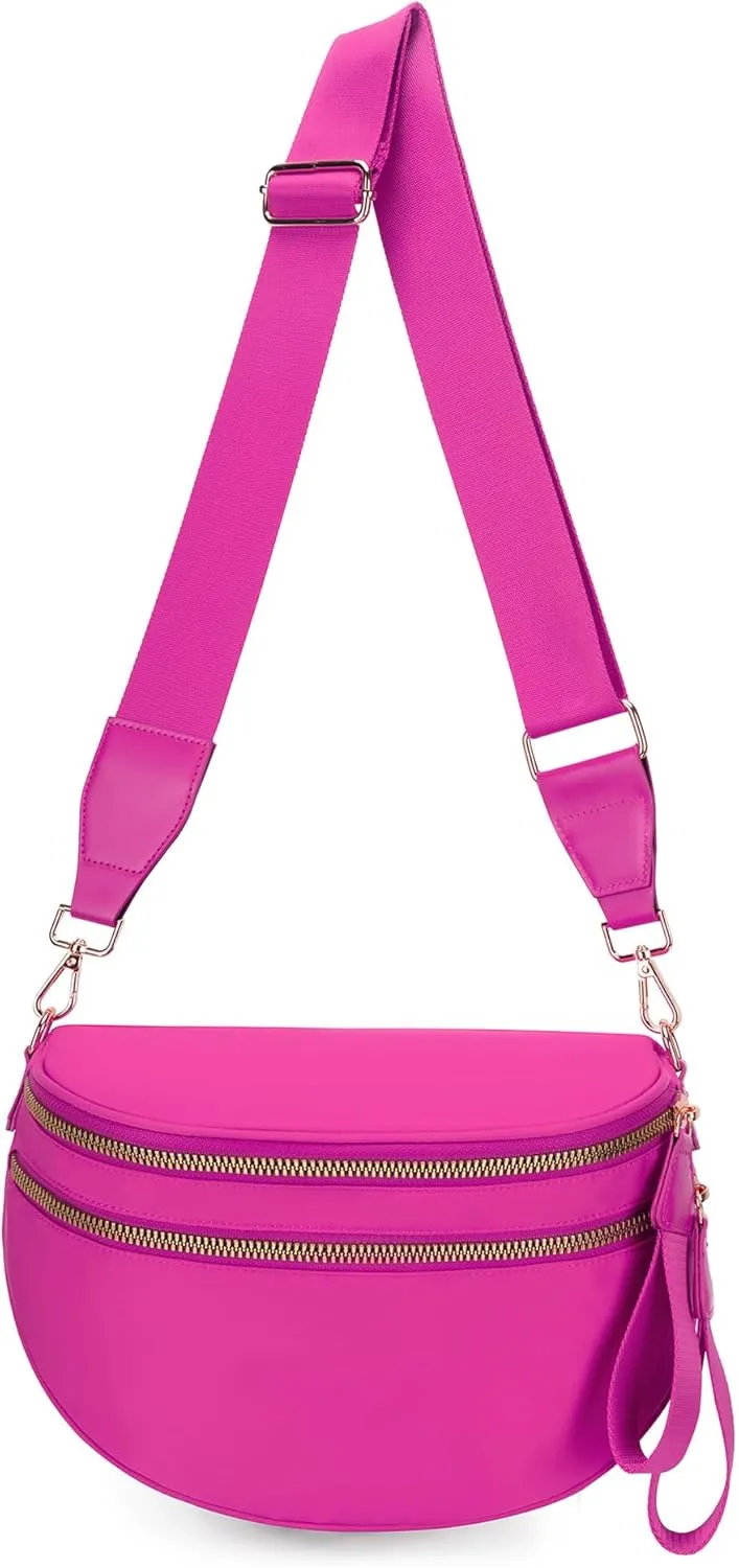 Emmafy Gofree the Roomiest Crossbody Bag, Checkered/Solid Adjust Waterproof Bum Bag for Women Travel and Everyday