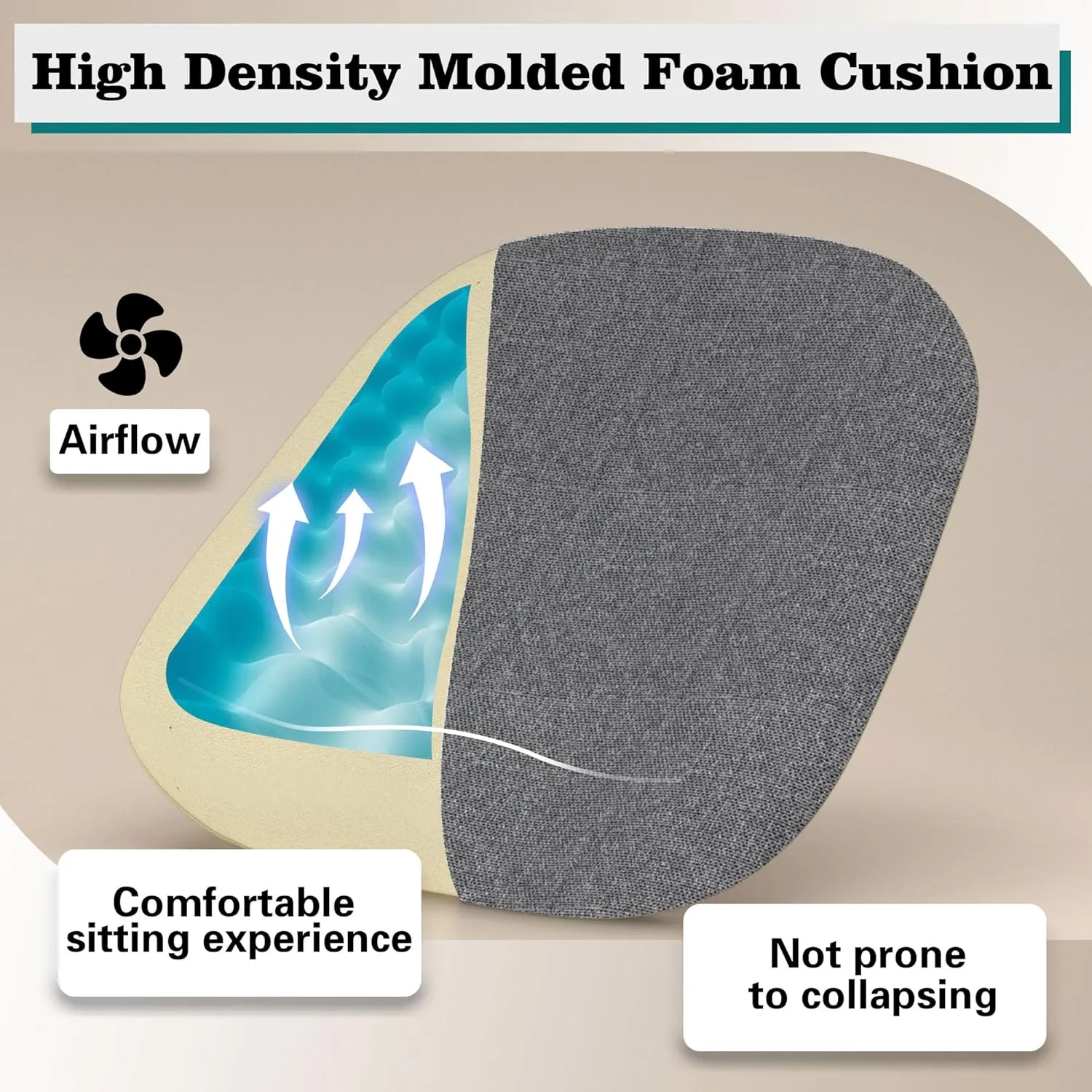 Ergonomic Office Chair, High Back Mesh Desk Chair with Molded Foam Cushion, Adjustable Headrest, Lumbar Support, Lock Function (Black Frame Grey)