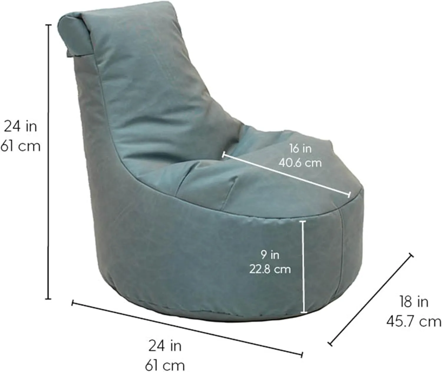 Factory Direct Partners Element Paddle Out Bean Bag Chair for Kids, Comfy Indoor Outdoor Bean-Filled Flexible Seating for Reading, Playroom, Classroom, Patio or Garage - Dusty Turquoise, 14031-137