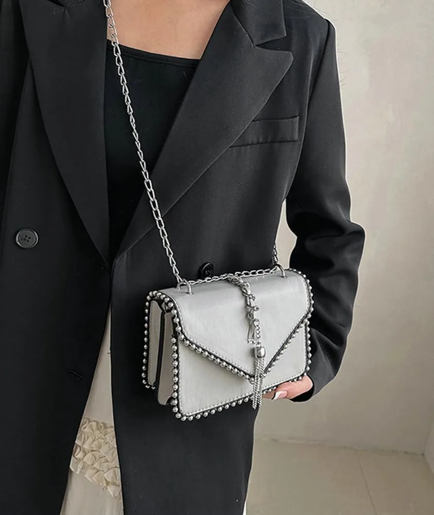 Fashion Shoulder Crossbody Bag for Women PU Leather Small Totes Handbag Y2k Purse Satchel Clutch with Chain