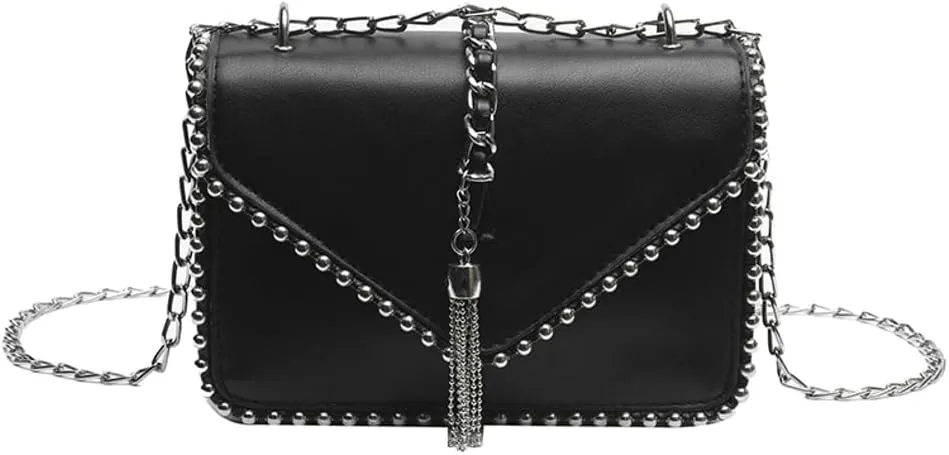 Fashion Shoulder Crossbody Bag for Women PU Leather Small Totes Handbag Y2k Purse Satchel Clutch with Chain