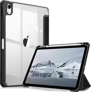 Fintie Hybrid Slim Case for iPad (A16) 11th Generation 11 Inch (2025), iPad 10th Generation 10.9 Inch (2022) - Shockproof Cover with Clear Transparent Back Shell & Pencil Holder, Black