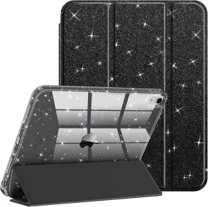 Fintie Slim Case for iPad (A16) 11th Generation 11 Inch (2025), iPad 10th Generation 10.9 Inch (2022) - Glittering Sparkly Shockproof Cover with Shiny Clear Back Shell & Pencil Holder, Black
