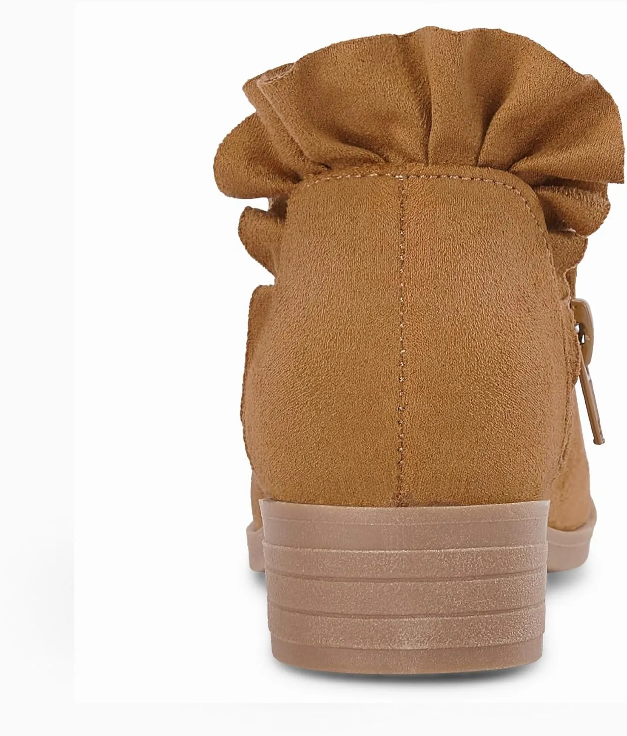 FISACE Girls Ruffled Ankle Boots V Cut Out Chunky Low Heel Dressy Western Booties