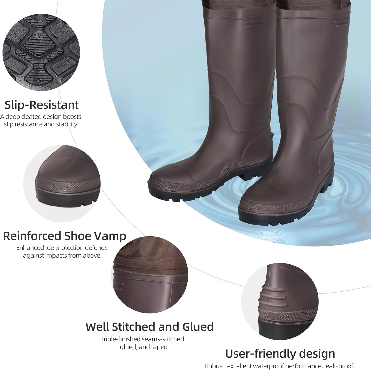 Fishing Chest Waders for Men Women with Boots Waterproof 210D Nylon PVC Breathable Waders for Hunting