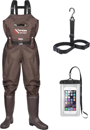 Fishing Chest Waders for Men Women with Boots Waterproof 210D Nylon PVC Breathable Waders for Hunting