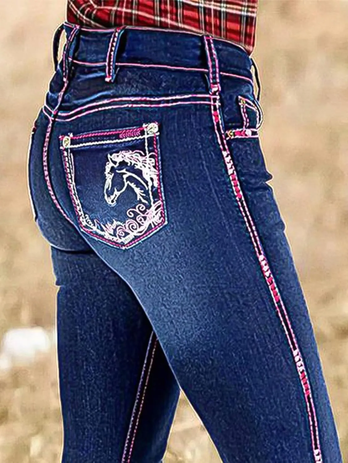 Flamingals Boot Cut Jeans for Women Embroidery Mid Waist Wash Tummy Control Jean Flare Stretchy Jeans Denim Jeans