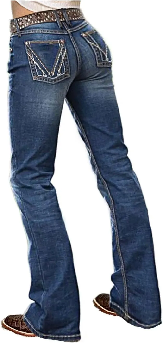 Flamingals Butt Lifting Bootcut Jeans Stretchy Casual Fall Winter Trendy Flare Leg Jeans for Women