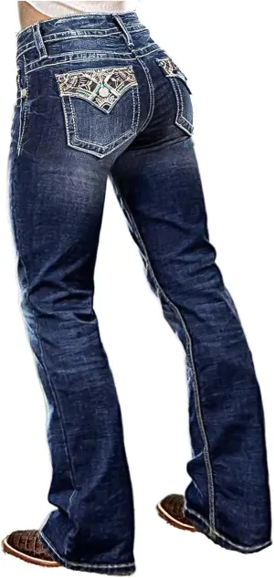 Flamingals Butt Lifting Bootcut Jeans Stretchy Casual Fall Winter Trendy Flare Leg Jeans for Women