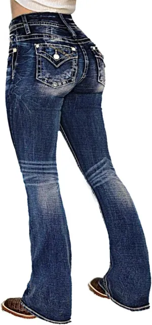 Flamingals Butt Lifting Bootcut Jeans Stretchy Casual Fall Winter Trendy Flare Leg Jeans for Women