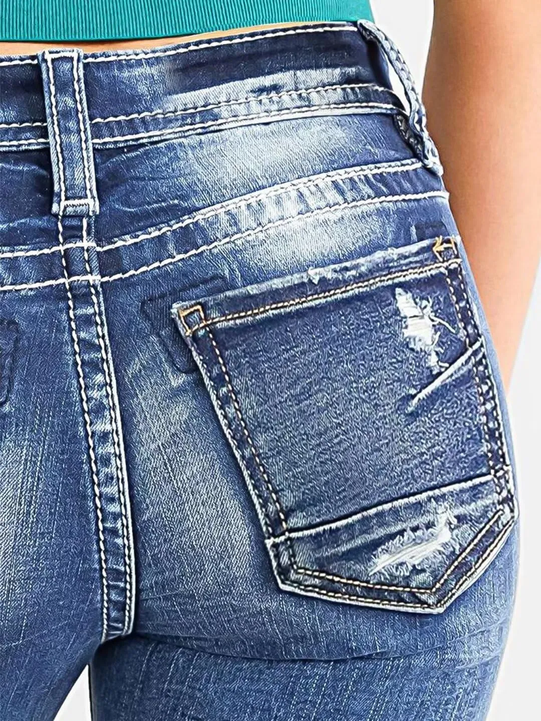 Flamingals Women's Denim Capri Jeans for Women Mid Rise Skinny Capri Pants