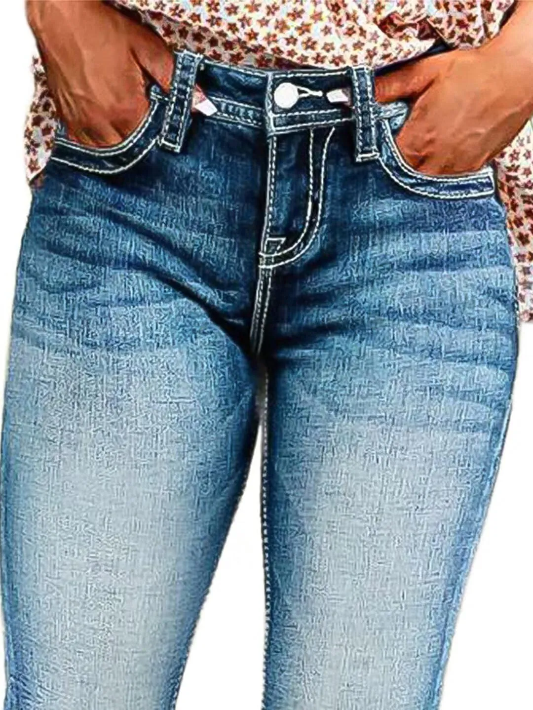 Flamingals Women's Denim Capri Jeans for Women Mid Rise Skinny Capri Pants