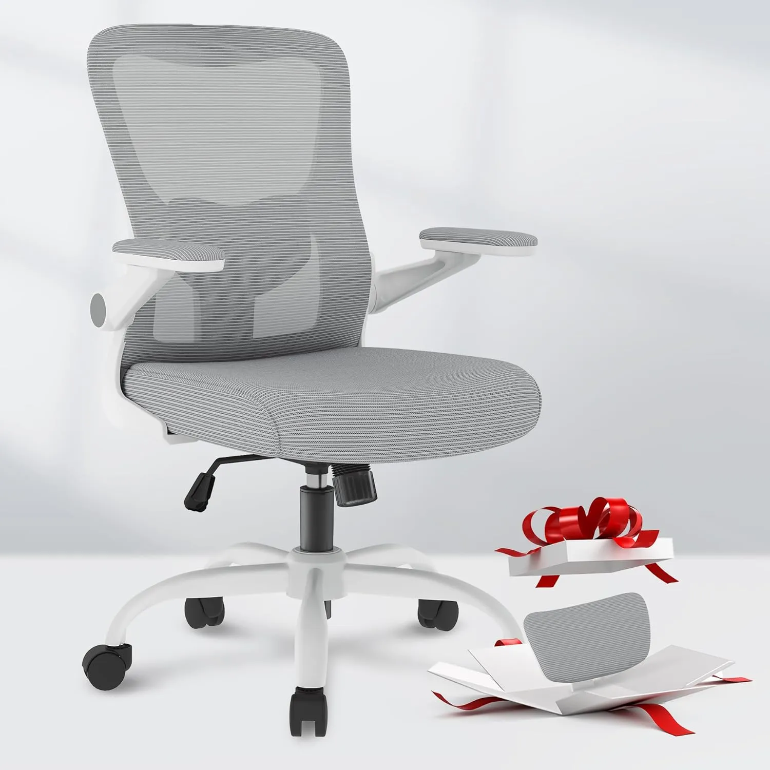 FLEXISPOT Ergonomic Office Chairs Mesh Computer Desk Chair with 4D Flip-up Armrests 2D Lumbar Support Comfy High Back Rolling Task Chair with Swivel Wheels, Grey-1