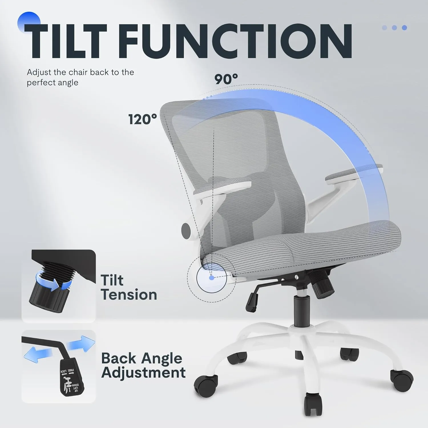 FLEXISPOT Ergonomic Office Chairs Mesh Computer Desk Chair with 4D Flip-up Armrests 2D Lumbar Support Comfy High Back Rolling Task Chair with Swivel Wheels, Grey-1