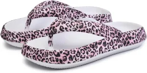 FLIOZY Leopard Print Flip Flops for Women & Men, EVA Soft Cloud Pillow Sandals, Non-Slip Platform Slippers, Cushioned Thong Slides for Indoor & Outdoor, Large Size ，Khaki, Gray, Pink, and Black
