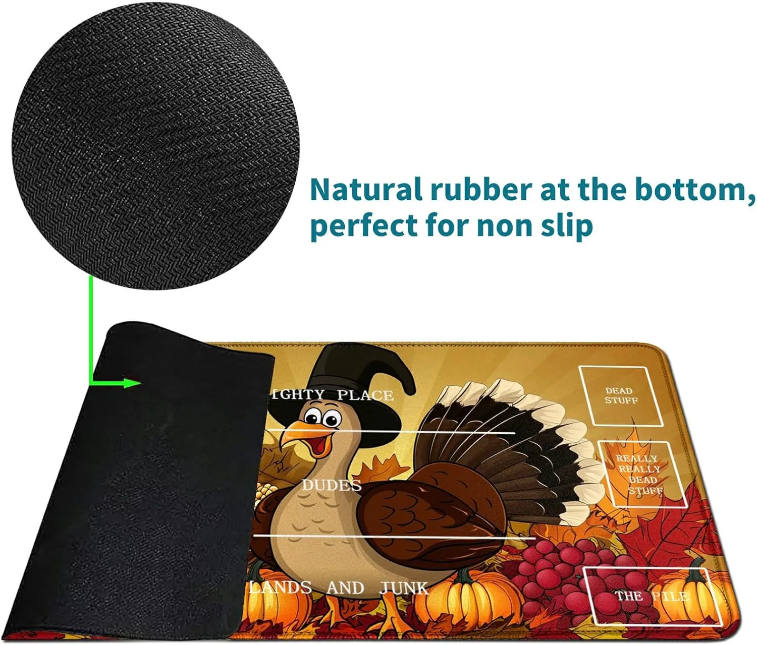 for Pumpkin Duck MTG Card Playmat & Squirrels Playmat Desk Mats 2Pcs Set 24 X 14 Inch, Stitched Playmat for Commander Board TCG RPG CCG, Play Mat for Card Game Playing Accessories - B Zone