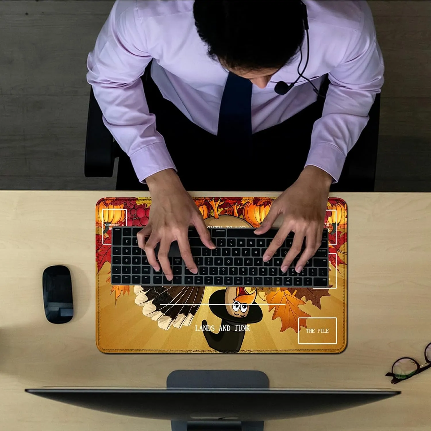 for Pumpkin Duck MTG Card Playmat & Squirrels Playmat Desk Mats 2Pcs Set 24 X 14 Inch, Stitched Playmat for Commander Board TCG RPG CCG, Play Mat for Card Game Playing Accessories - B Zone