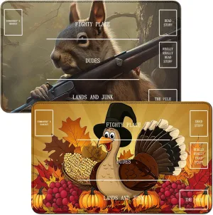 for Pumpkin Duck MTG Card Playmat & Squirrels Playmat Desk Mats 2Pcs Set 24 X 14 Inch, Stitched Playmat for Commander Board TCG RPG CCG, Play Mat for Card Game Playing Accessories - B Zone