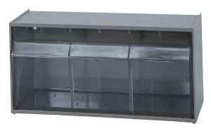 FSE 373-QTB410GY Dividable Tip Out Bin, (2) Compartment, 23-5/8"W x 5-1/4"D x 5-15/16"H, Handle with Label Slot, Opens to a 45° Angle