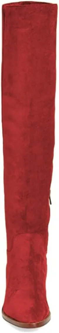 FYS Women's Fashion Round Toe Flat Low Heel Knee High Boots V-cut Side Zipper Long Boots Fall Winter Dress Shoes Size 4-16 US