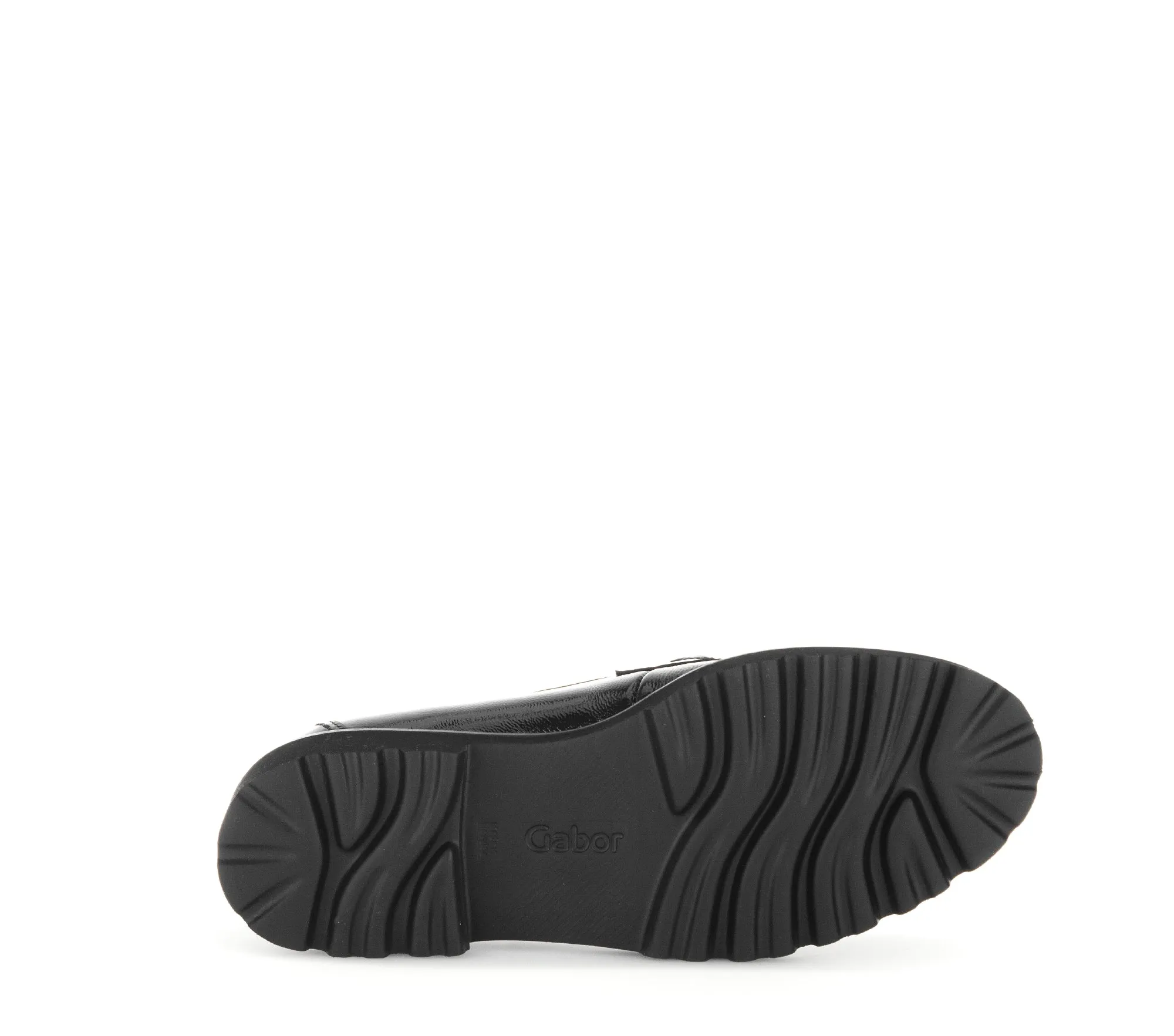 GABOR - 55.240.97 BLOCK HEEL SLIP-ON SHOE WITH CHAIN DETAIL - BLACK PATENT
