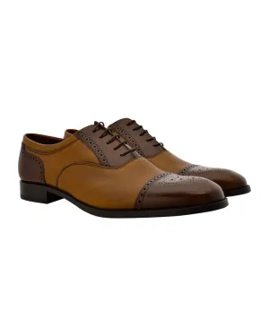 Gagliardi Two-Tone Brown & Tan Leather Oxford Shoes