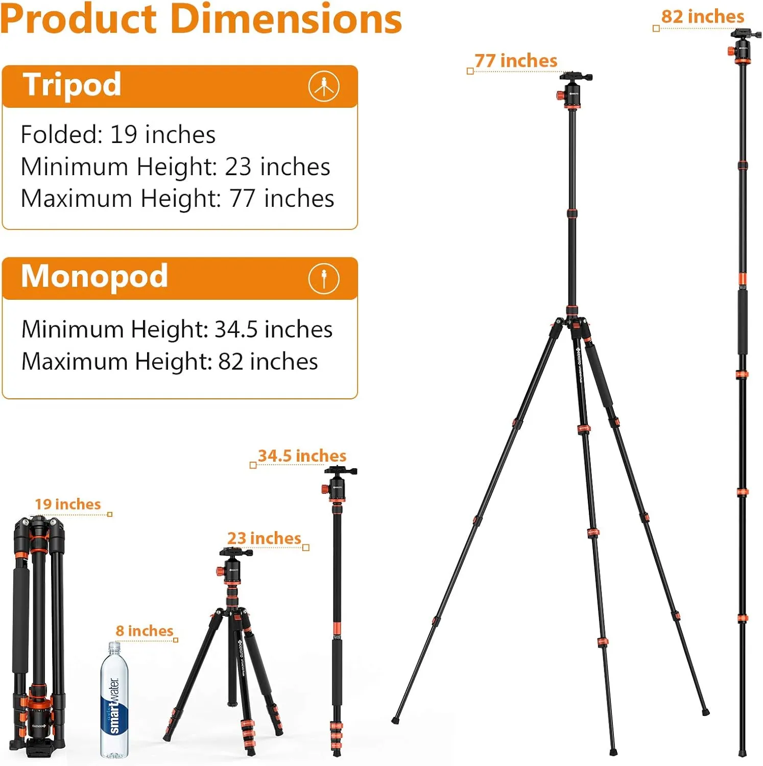 GEEKOTO Compact Aluminum Tripod with 360 Ball Head, 77 Inch Professional Tripod for DSLR, Video Conferencing, Travel and Work