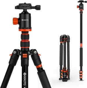 GEEKOTO Compact Aluminum Tripod with 360 Ball Head, 77 Inch Professional Tripod for DSLR, Video Conferencing, Travel and Work