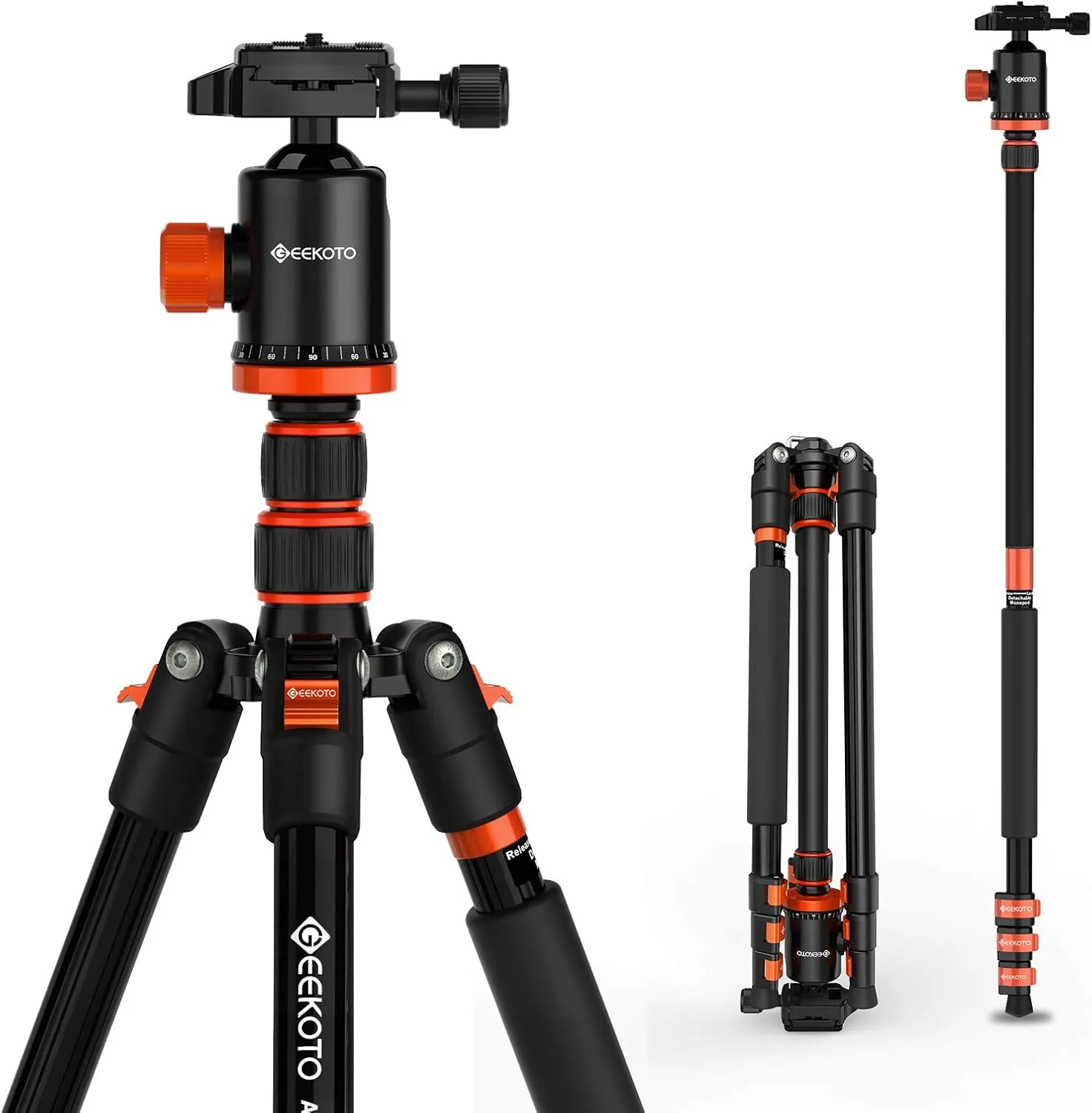 GEEKOTO Compact Aluminum Tripod with 360 Ball Head, 77 Inch Professional Tripod for DSLR, Video Conferencing, Travel and Work