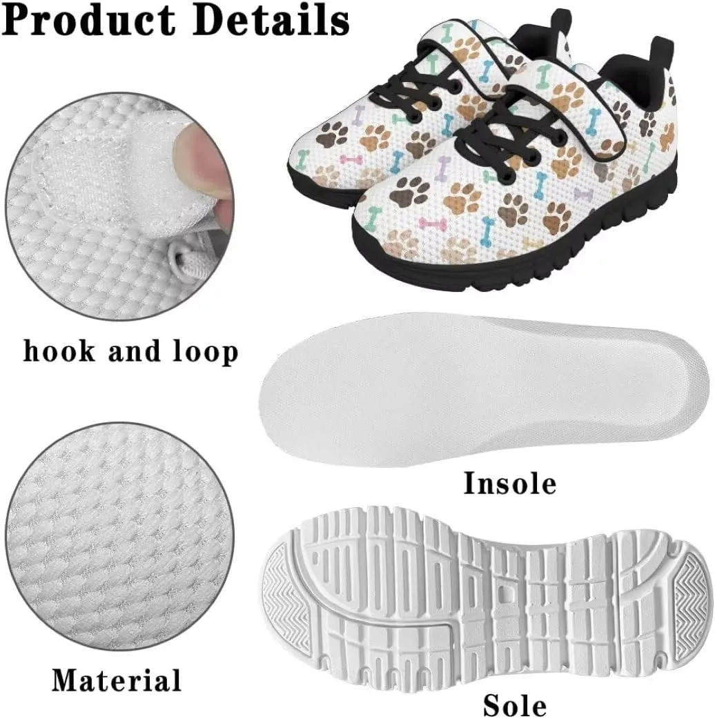 Girls Boys Sports Sneakers Hook & Loop Closure with One Strap Unisex Kids Anti Slip Lightweight Shoes