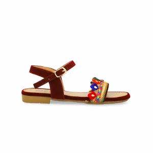 Girls Maroon Casual Sandal KD9890
