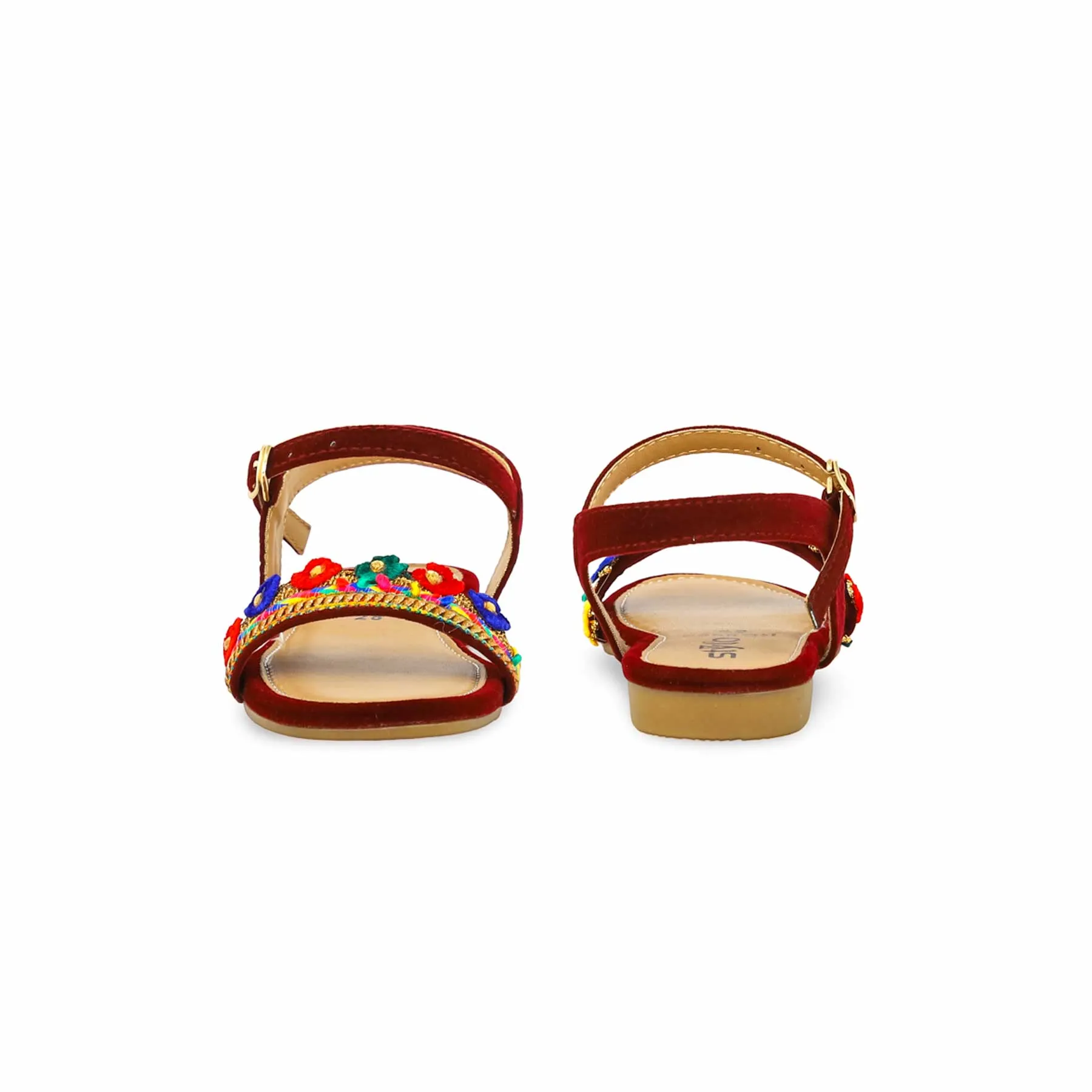 Girls Maroon Casual Sandal KD9890