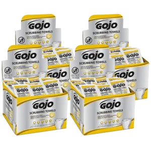 GOJO Scrubbing Towels, Citrus Scent, 80 Count Individually Wrapped Extra-Large Textured Wet Towels in a Counter Display Box (Case Includes 4 Display Boxes) – 6380-04