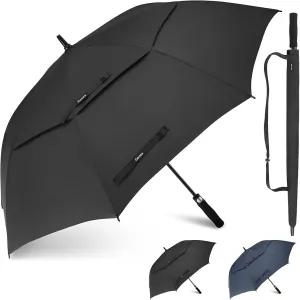 Gonex 54/62/68/72/80 Inch Extra Large Golf Umbrella, Automatic Open Travel Rain Umbrella with Windproof Water Resistant Double Canopy, Oversize Vented Umbrellas for 2-3 Men and UV Protection, Multiple Colors