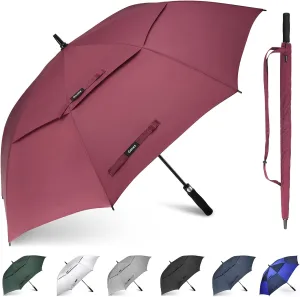 Gonex 54/62/68/72/80 Inch Extra Large Golf Umbrella, Automatic Open Travel Rain Umbrella with Windproof Water Resistant Double Canopy, Oversize Vented Umbrellas for 2-3 Men and UV Protection, Multiple Colors