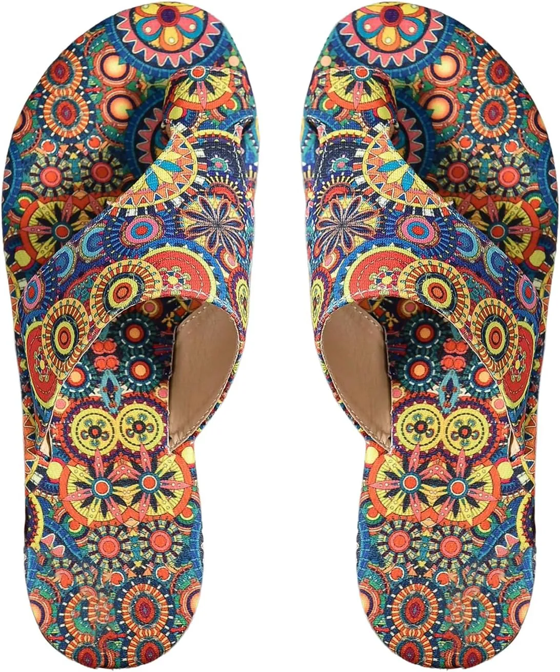 GORGLITTER Women's Colorful Beach Thong Sandals Graphic Open Toe Slip On Flip Flop Summer Flat Sandals
