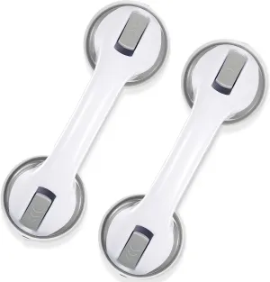 Grab Bars for Bathtubs and Showers, 2 Pack Shower Handle 12 Inch Strong Suction Shower Bar, Easy to Install Shower Safety Bars for Seniors, Bathroom Safety Grip No Drilling Waterproof, Grey