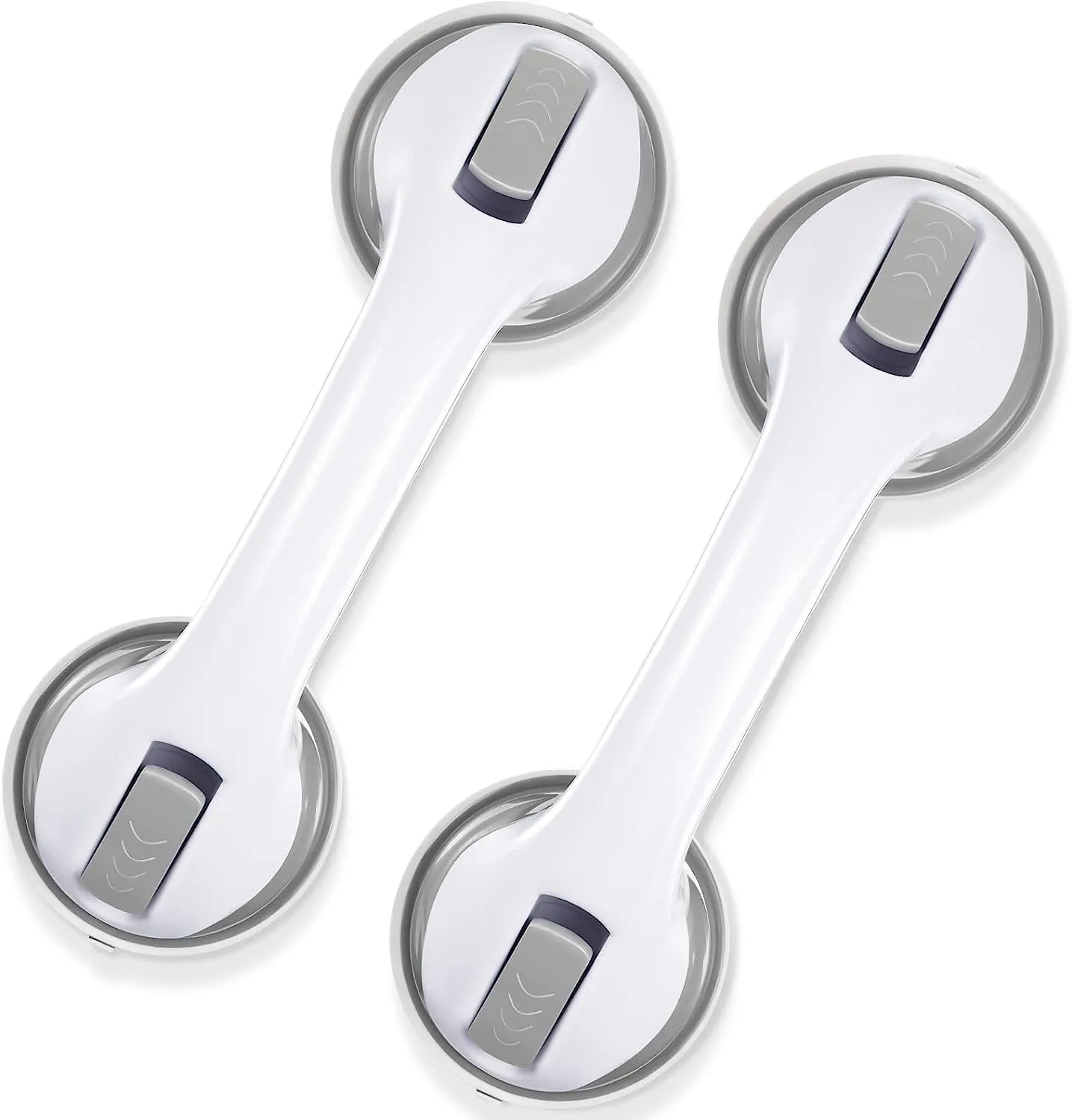 Grab Bars for Bathtubs and Showers, 2 Pack Shower Handle 12 Inch Strong Suction Shower Bar, Easy to Install Shower Safety Bars for Seniors, Bathroom Safety Grip No Drilling Waterproof, Grey