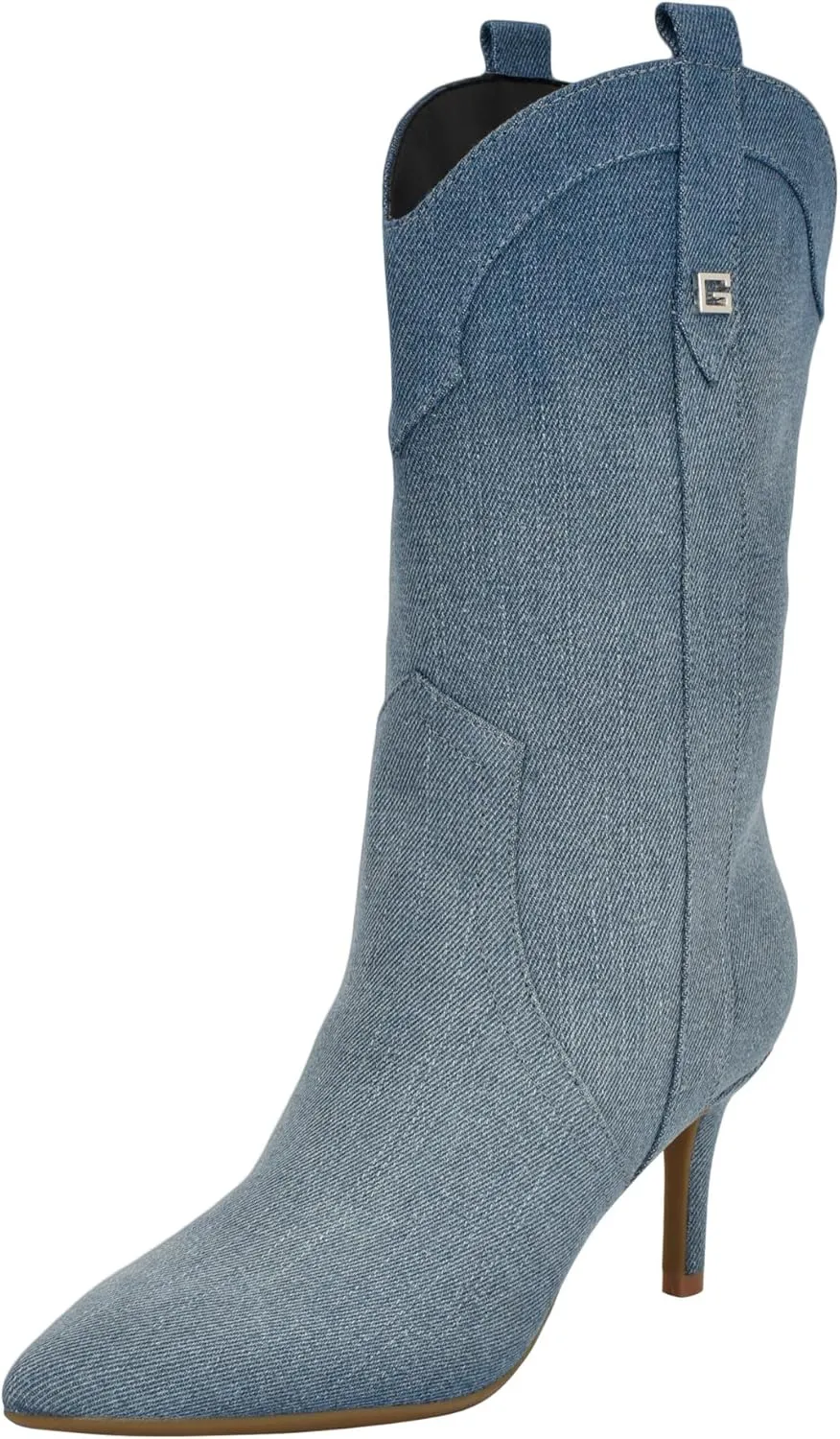 Guess Women's WURLIE Mid Calf Boot, Medium Blue Denim 420, 8