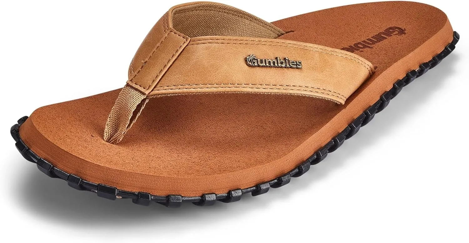 Gumbies Vegovert Unisex Flip-Flop, with Supersoft Brush EVA Footbed, Soft Cotton Backed Faux Leather Strap & Recycled Rubber Sole - Comfort Guaranteed