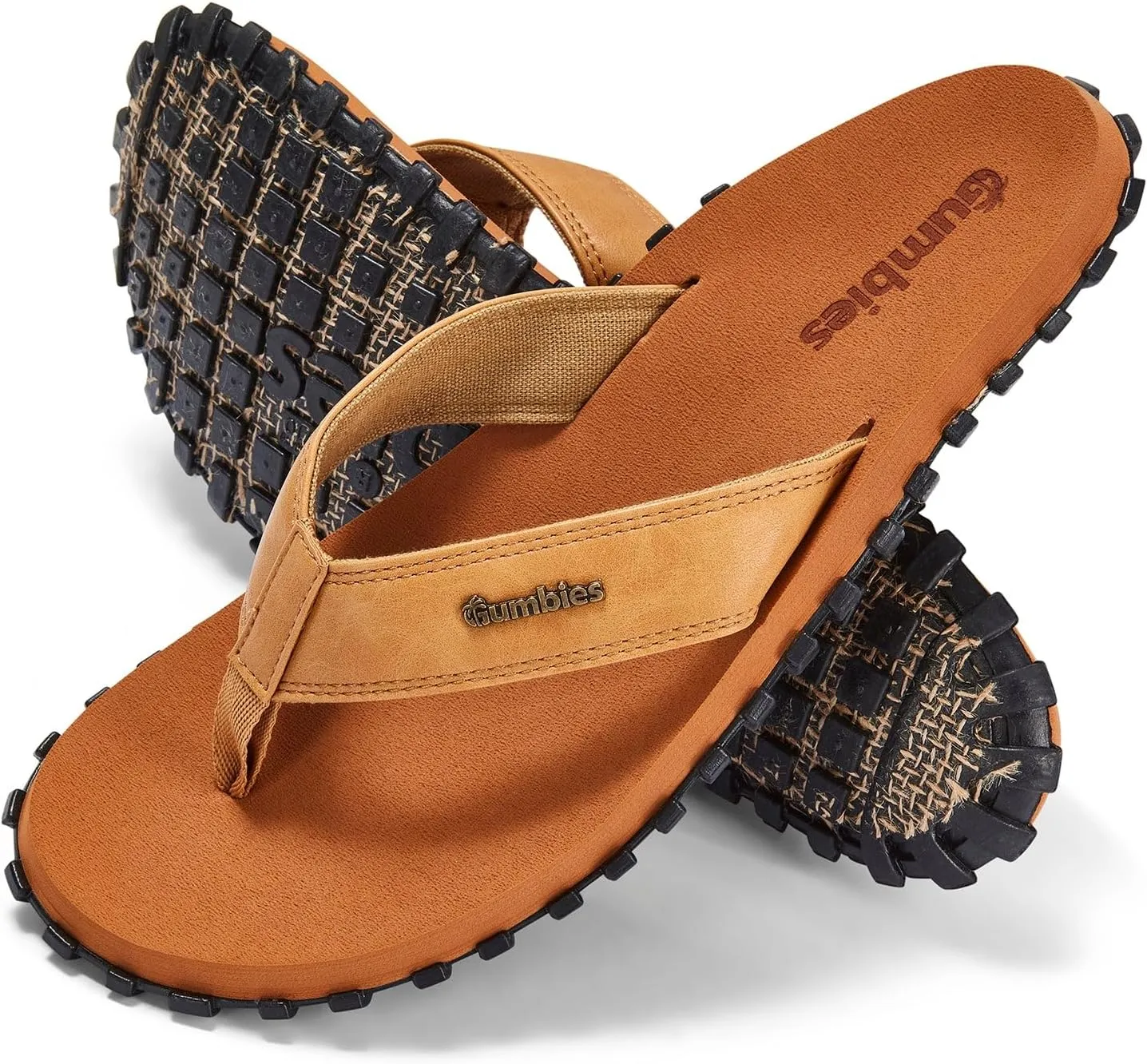 Gumbies Vegovert Unisex Flip-Flop, with Supersoft Brush EVA Footbed, Soft Cotton Backed Faux Leather Strap & Recycled Rubber Sole - Comfort Guaranteed